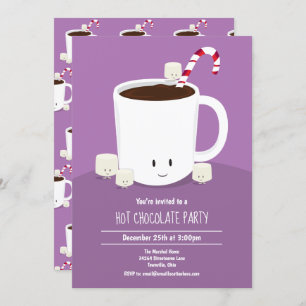 Invitación Lavanda de chocolate caliente Fiesta de Navidades 