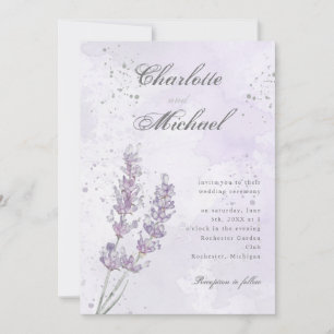 Invitación Lavanda de color de agua boda púrpura elegante