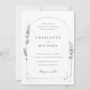 Invitación Lavanda de color de agua elegante arco boda