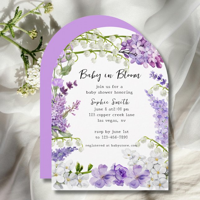 Invitación Lavanda de color de agua Hydrangeas Baby Shower (Subido por el creador)