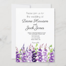 Invitación Lavanda de color de agua morado Boda