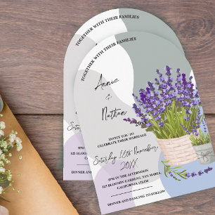 Invitación Lavanda de color de agua suave en un Boda de cesta