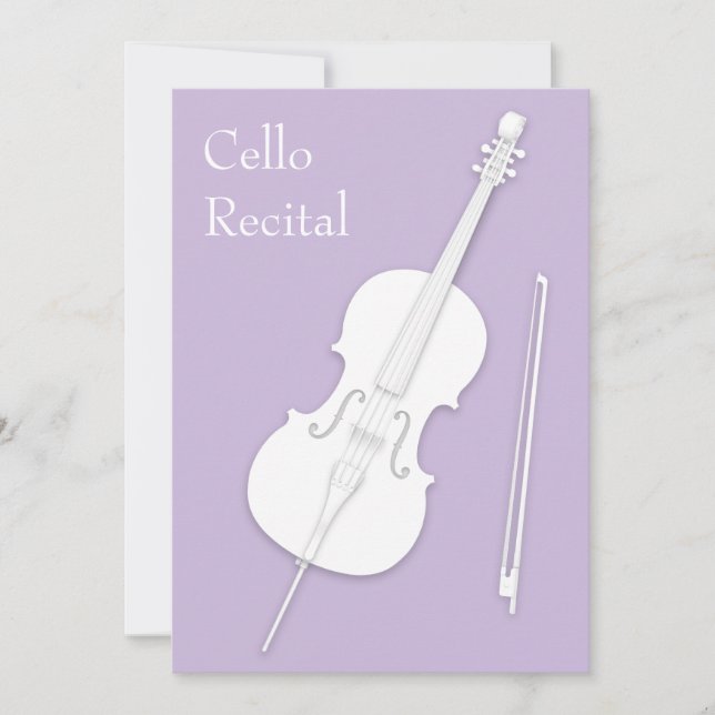 Invitación Lavanda de Concierto Recital de Música Cello y Bow (Anverso)