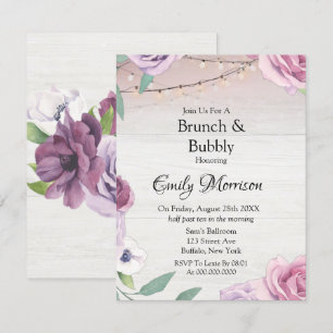 Invitación Lavanda de cuerda de madera Lavanda Peony Brunch y