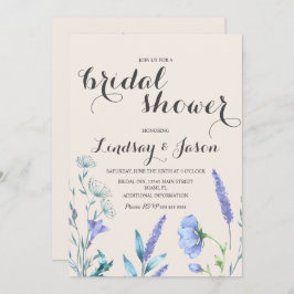 Invitación Lavanda de flores silvestres y ducha marfil-novia