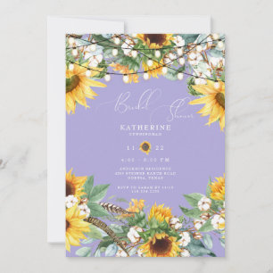 Invitación Lavanda de girasol rústica Ducha de novia