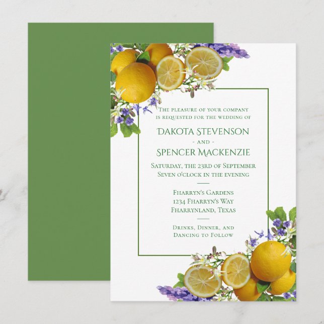 Invitación Lavanda de limón y boho moderno y rústico de MInot (Anverso / Reverso)