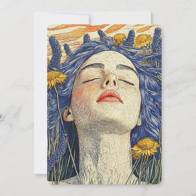 Invitación Lavanda de pelo azul de sueño pacífico (Anverso)
