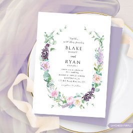 Invitación Lavanda Delicada Elegante, Púrpura, Boda Pastel