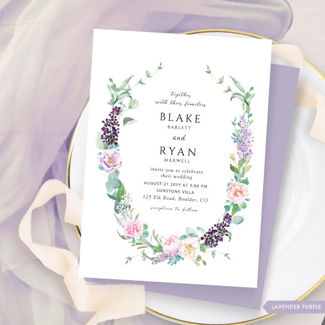 Invitación Lavanda Delicada Elegante, Púrpura, Boda Pastel (Subido por el creador)
