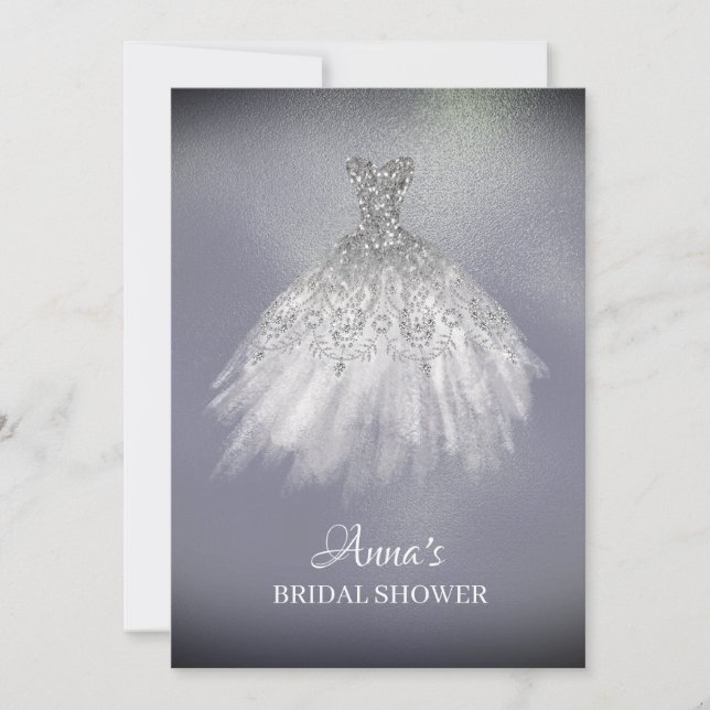 Invitación *~* Lavanda Dorada Vestido Blanco Vestido Brillant (Anverso)