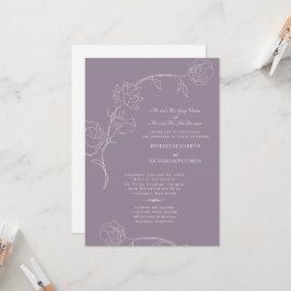 Invitación Lavanda elegante con flores de ambos grupos de pad