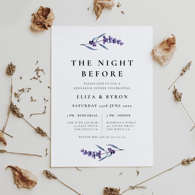 Invitación Lavanda Elegante La Noche Antes De La Cena Del Ens (Subido por el creador)
