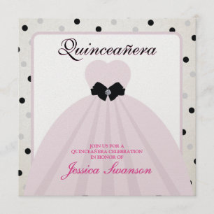 Invitación Lavanda elegante Rubor y Quinceanera negro