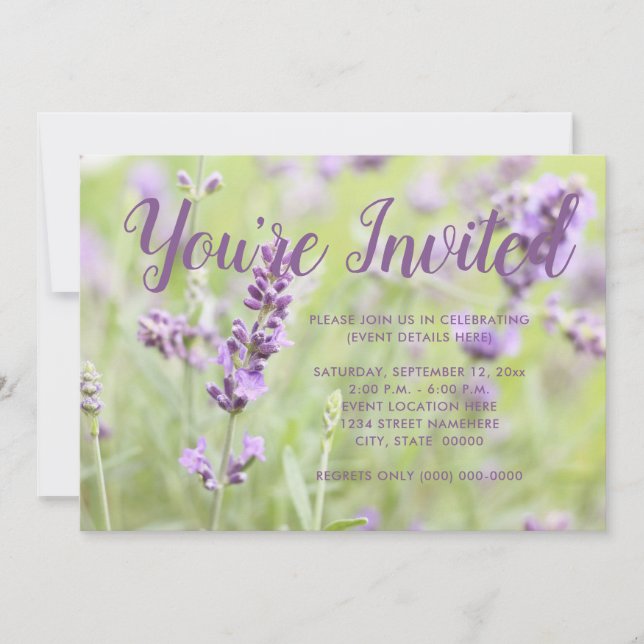Invitación Lavanda en Flor (Anverso)