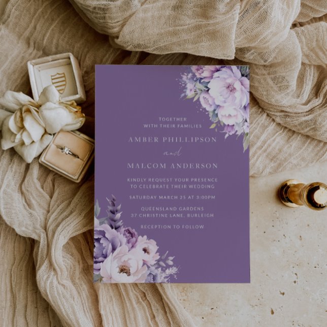 Invitación Lavanda encantada Boda morado floral (Subido por el creador)