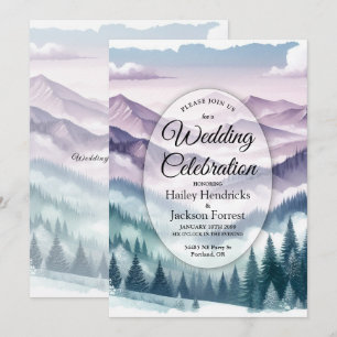 Invitación Lavanda Escarcha en la Boda de la Niebla Alpina
