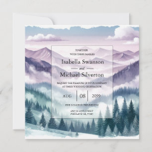 Invitación Lavanda Escarcha en la Boda de la Niebla Alpina