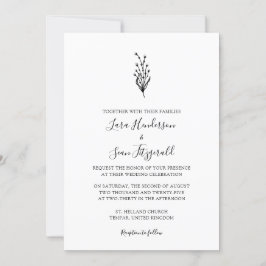 Invitación Lavanda floral Blanco Minimalista moderno