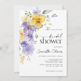 Invitación Lavanda floral Boda dorado morado amarillo