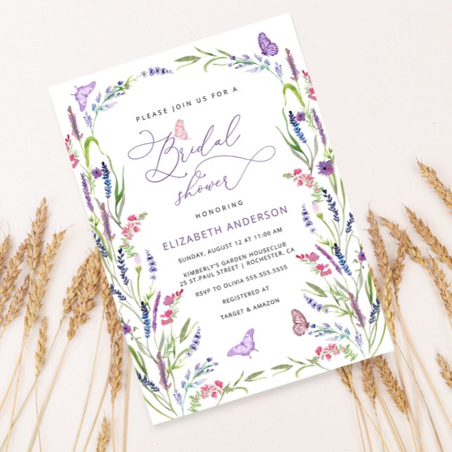 Invitación Lavanda floral elegante de moda Ducha Nodal (Subido por el creador)