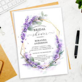 Invitación Lavanda floral moderna ducha de novia geométrica