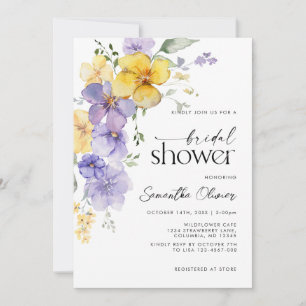 Invitación Lavanda Floral Morple Golden Bridal Shower