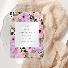 Invitación Lavanda Floral rosa acuática ducha de novia