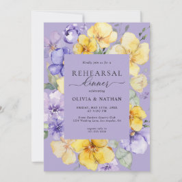 Invitación Lavanda Flores Amarillas Ensayo Primavera Cena