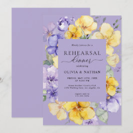 Invitación Lavanda Flores Amarillas Ensayo Primavera Cena