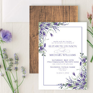 Invitación Lavanda formal Eucalyptus Wood Script Boda