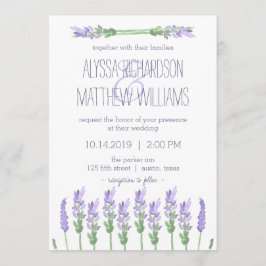 Invitación Lavanda francesa acuarela sobre Boda blanco
