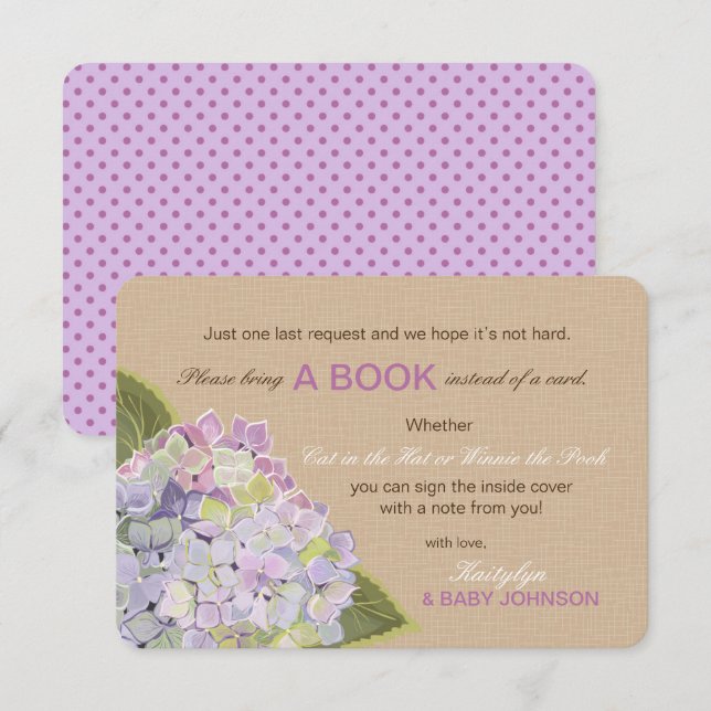 Invitación Lavanda Hydrangea Rustic Leer carta de libro (Anverso / Reverso)