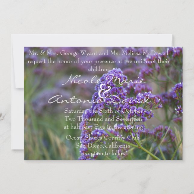 Invitación Lavanda junto al océano (Anverso)