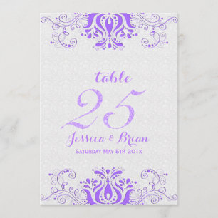 Invitación Lavanda Lace y Boda blanco Número de tabla 2