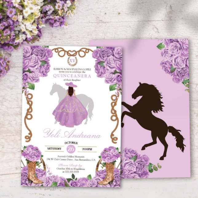 Invitación Lavanda ligera Charra Vestidos Occidental Quincean (Subido por el creador)