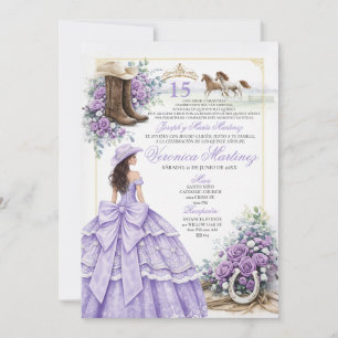 Invitación Lavanda Lila Quinceañera Occidental