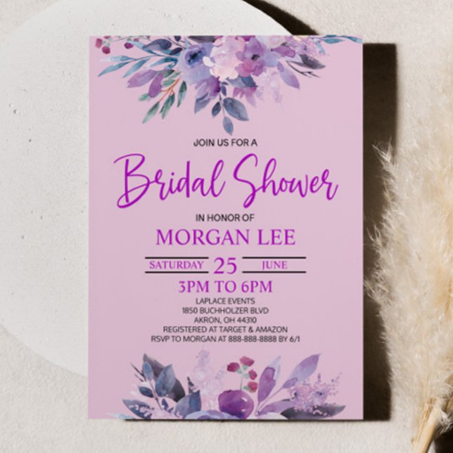 Invitación Lavanda Lilac Púrpura Pluma Violeta Ducha Británic (Subido por el creador)