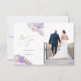 Invitación lavanda líquido de oro boda de mármol de agradecim