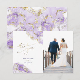 Invitación lavanda líquido de oro boda de mármol de agradecim