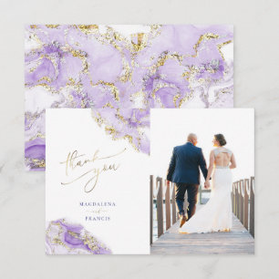 Invitación lavanda líquido de oro boda de mármol de agradecim