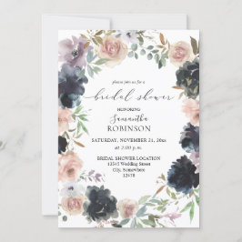 Invitación Lavanda, marina y ducha de novia floral rosa Rubor