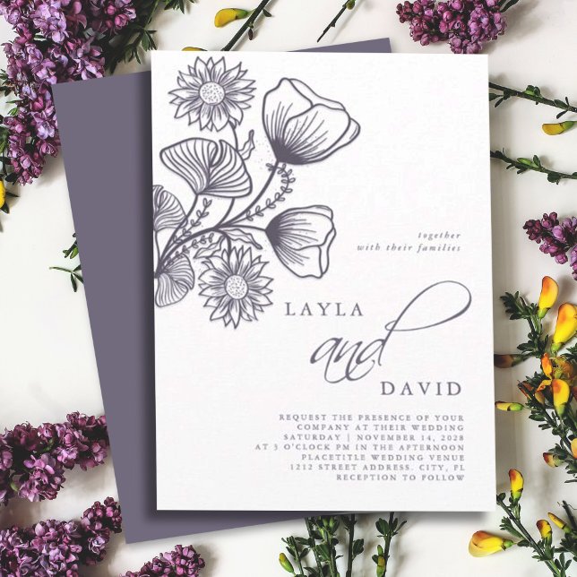Invitación Lavanda minimalista Boda de flores botánicas (Subido por el creador)