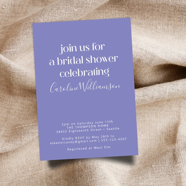 Invitación Lavanda moderna minimalista ducha de novia púrpura (Subido por el creador)