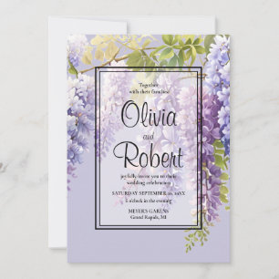 Invitación Lavanda morada acuarela glicinia floral boda