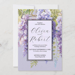 Invitación Lavanda morada acuarela glicinia floral boda