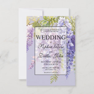 Invitación Lavanda morada acuarela glicinia floral boda
