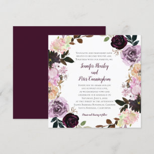 Invitación Lavanda morada Boda de guirnalda floral blanca ros