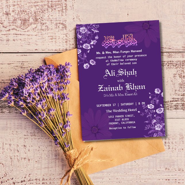 Invitación Lavanda morada Walima Boda islámico Lavender (Subido por el creador)