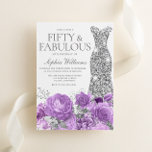 Invitación Lavanda morada y fiesta de cumpleaños número 50<br><div class="desc">Lavanda morada y plata 50 cumpleaños fiesta de invitación - 50 y fabulosa invitación Ver colección de coincidencias en Nicho y tienda de nidos</div>